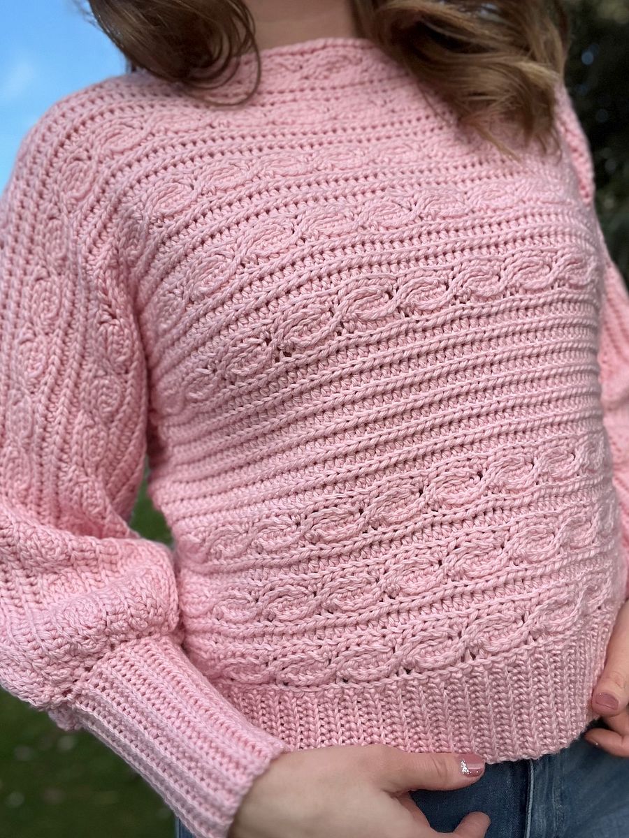 Deidra Crop Crochet Sweater Pattern / Knit Look Crochet Cable Jumper / Pdf Crochet Pattern product image (5)