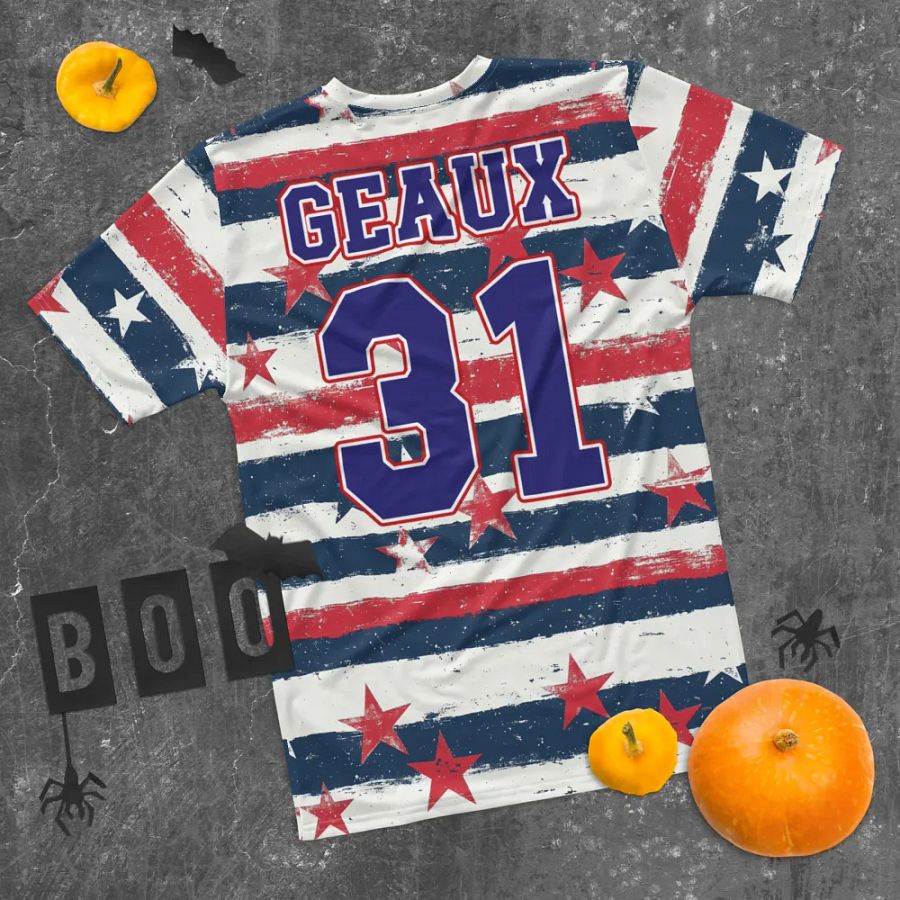 Geaux 31 (On Back) - Vintage Stars & Stripes Pattern Tee product image (10)