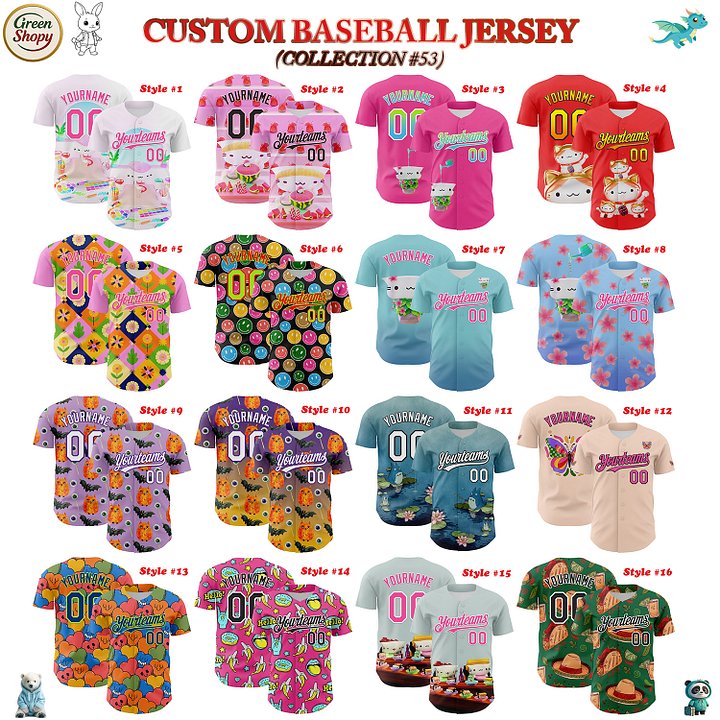 Authentic Baseball Jersey, Custom Baseball Jersey, Personalized Sport Jersey, Colorful, Number, 3D Super Cute, Gift , Romantic product image (181)