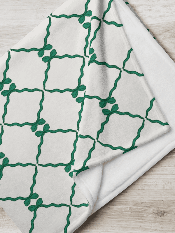 Bows and Ribbon in White and Green Throw Blanket product image (1)