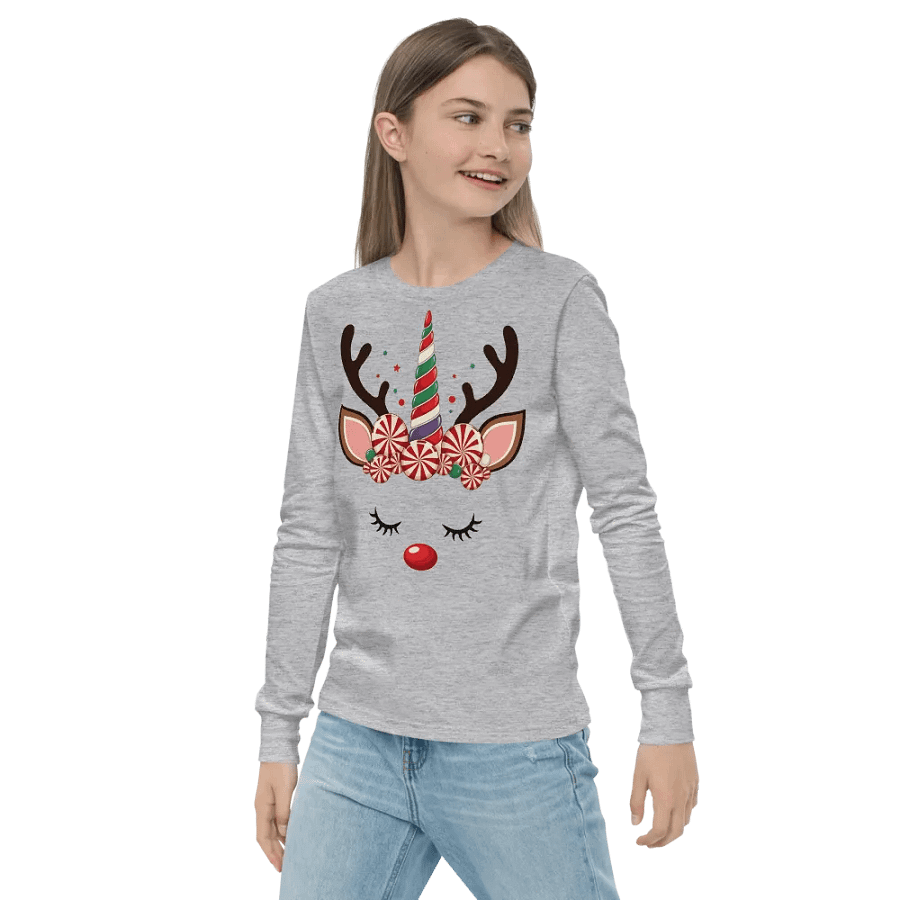 Happy Candy Reindeer Unicorn Holiday Tee product image (3)