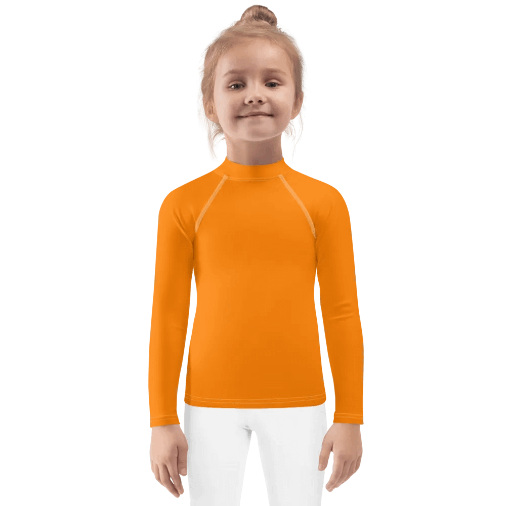Kids Plain Color Orange Rash Guard product image (1)
