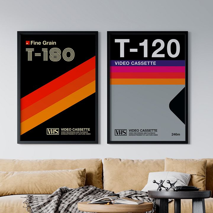Retrowave poster: VHS cassette case T-120 [retrowave/vaporwave] — retrowave poster, aesthetic print, retrowave art, 80s wall decor product image (2)