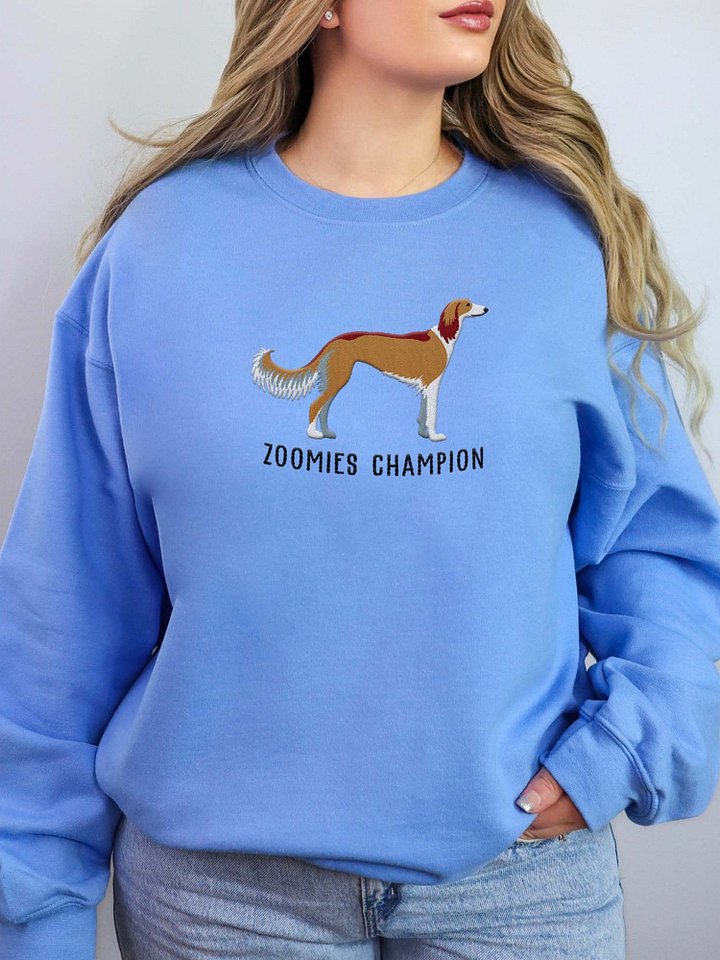 Zoomies Champion Sweatshirt (Embroidered) of a Saluki(Tan) product image (2)