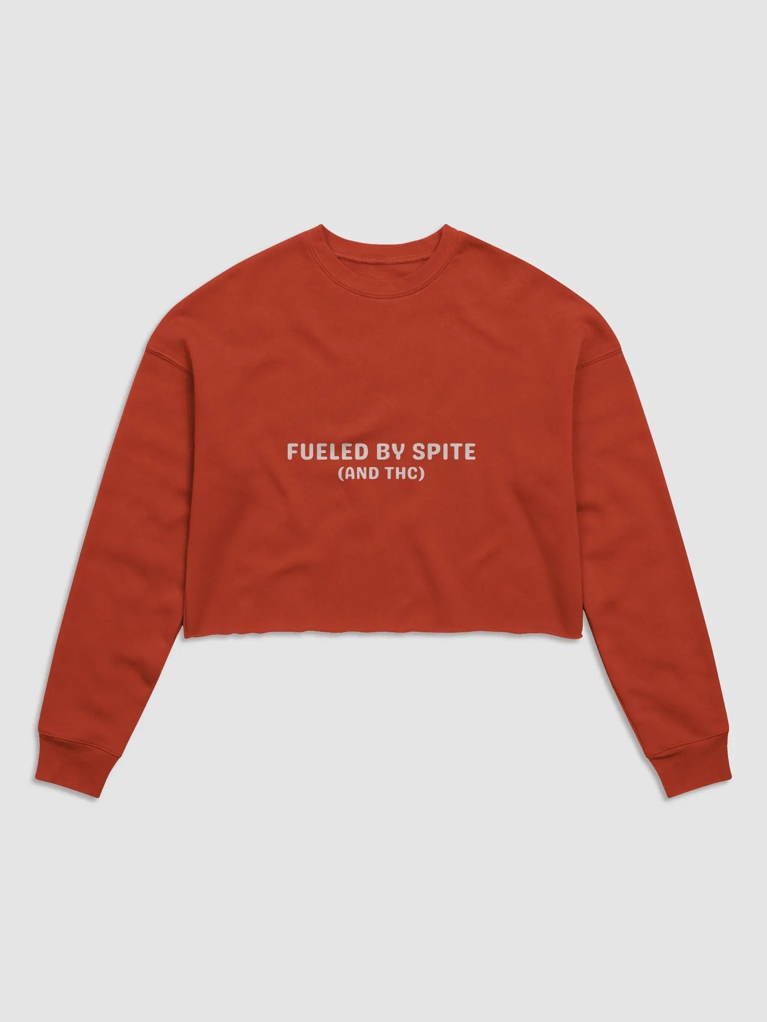 FUELED BY SPITE (white design) women's fleece crop sweatshirt product image (10)