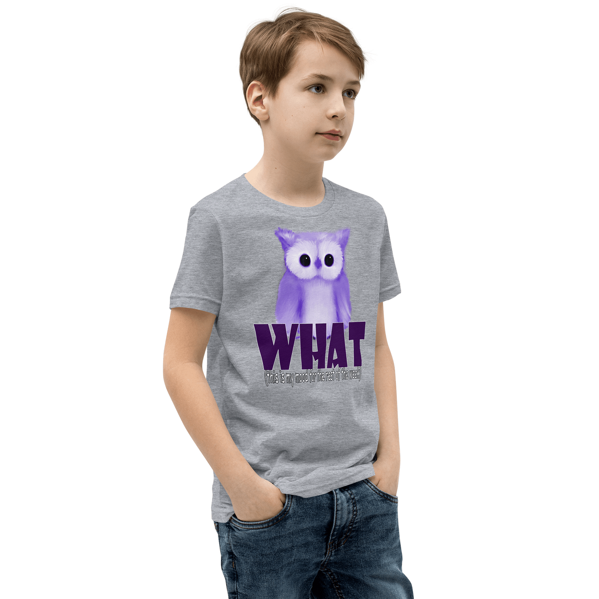 Whimsical 'WHAT' Owl Youth T-Shirt product image (51)
