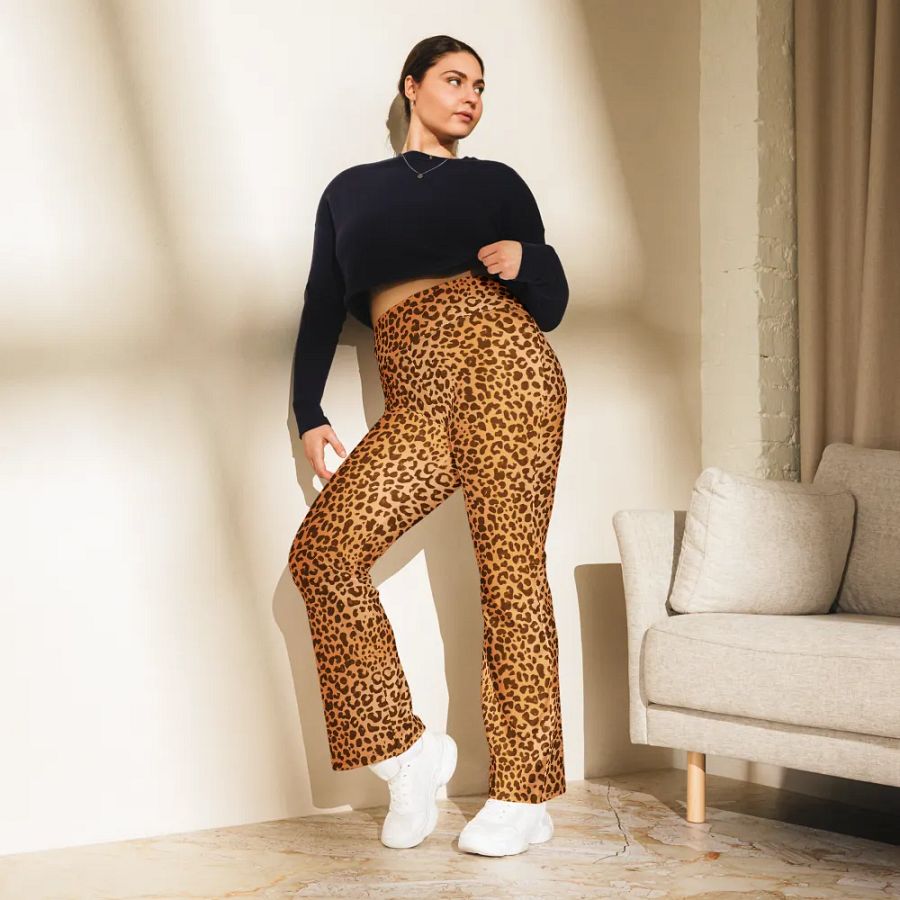 Brown Leopard Print Flare Leggings product image (8)