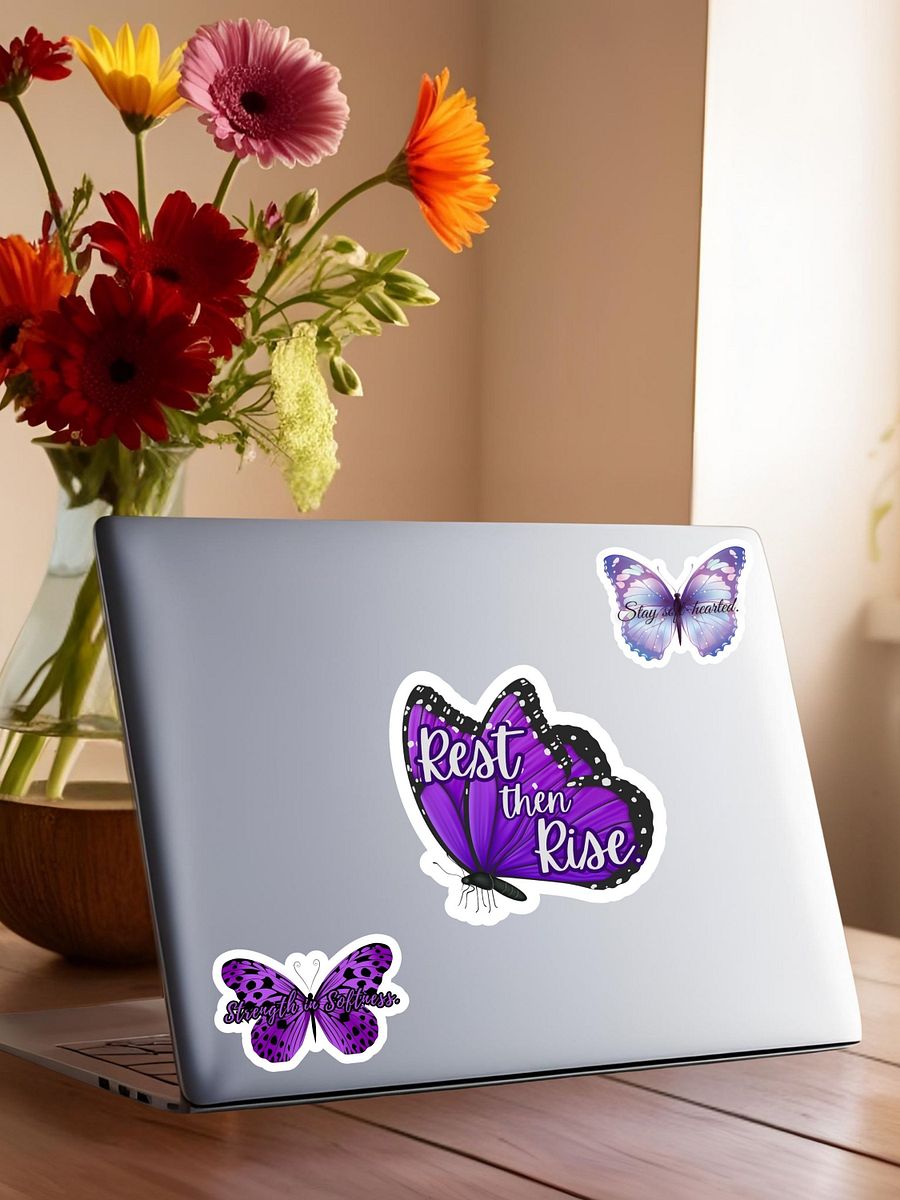 Stay Soft-hearted – Purple Butterfly Inspirational Quote Sticker product image (9)