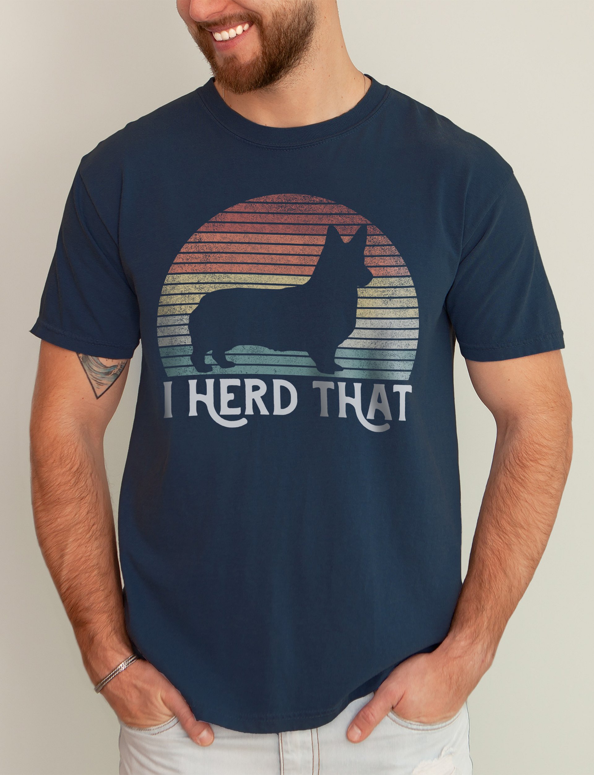 I Herd That Pembroke Welsh Corgi Tee | Funny Retro Vintage-Style Herding Dog T-Shirt for Corgi Lovers product image (2)