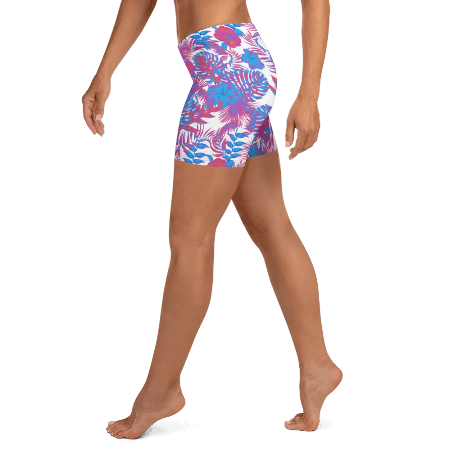 shorts  in  blue and pink colors tropical leaves design. Perfect for holiday vibes product image (3)