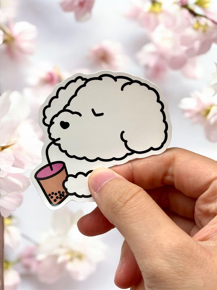 Wuffle Drinking Boba Vinyl Sticker product image (1)