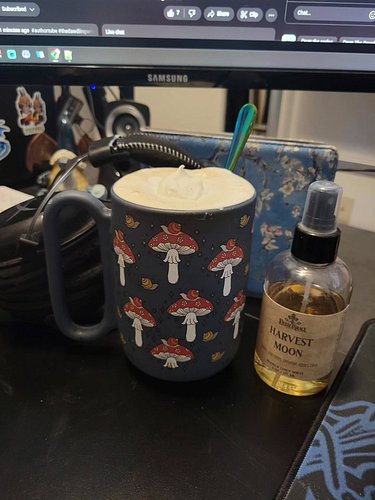 Yep, spraying the house and making nutmeg cold foam for my coffee...I'm trying to wish Autumn into existence. 
Also just tryi...
