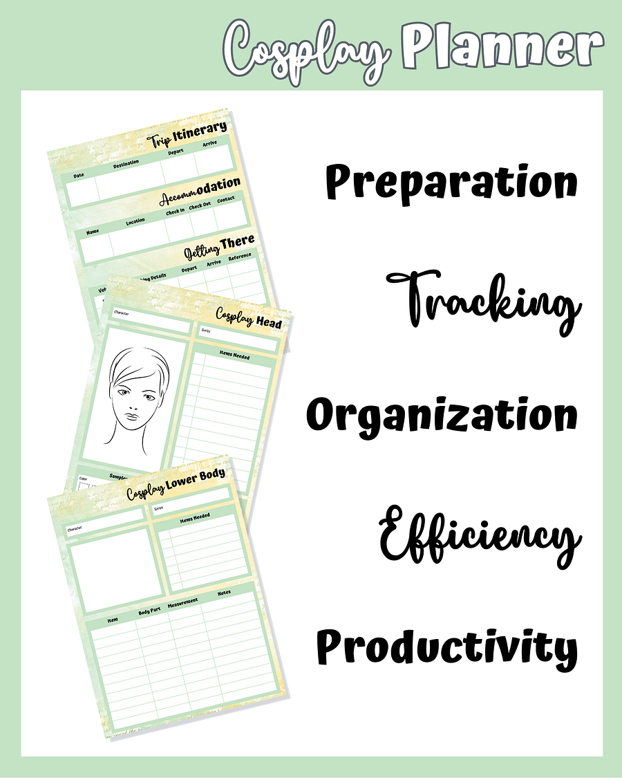 Green Cosplay Planner Printable product image (4)