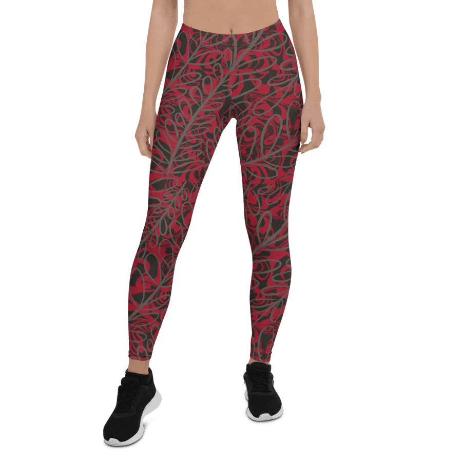 Ladies comfortable leggings in funky arty red product image (1)