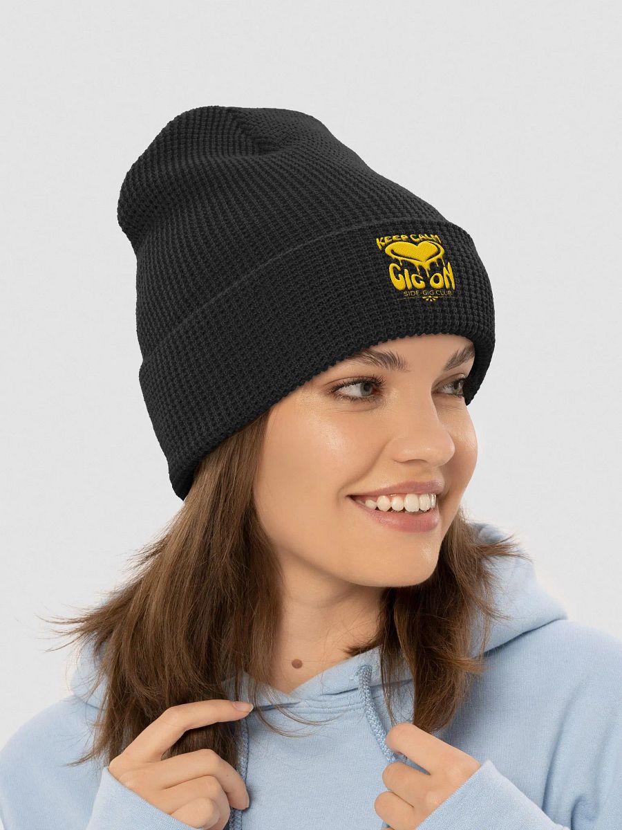 Keep Calm, Gig On Side-Gig Club Waffle Knit Beanie in Gold product image (3)