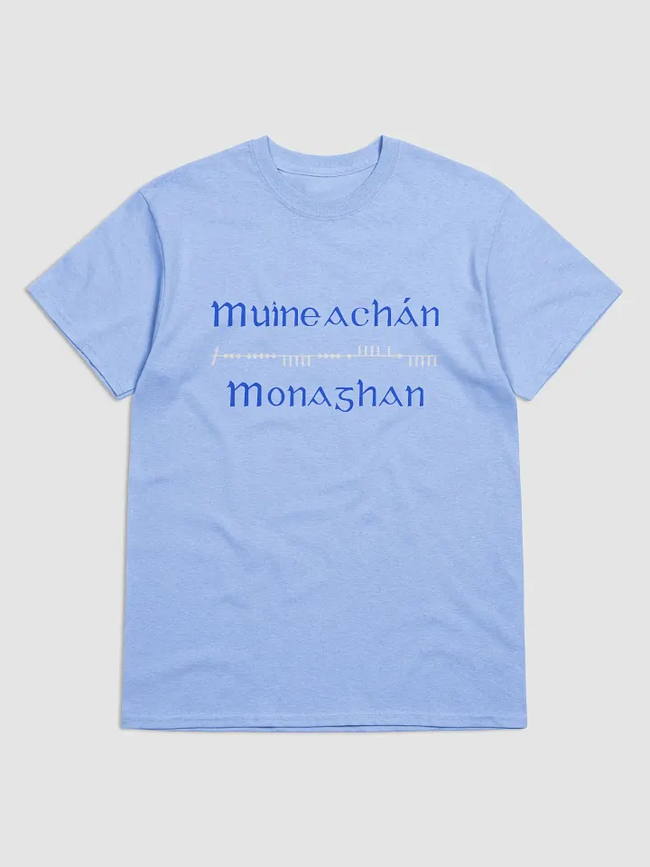 Monaghan/Muineachán Scholastic style Ogham printed T-shirt product image (67)