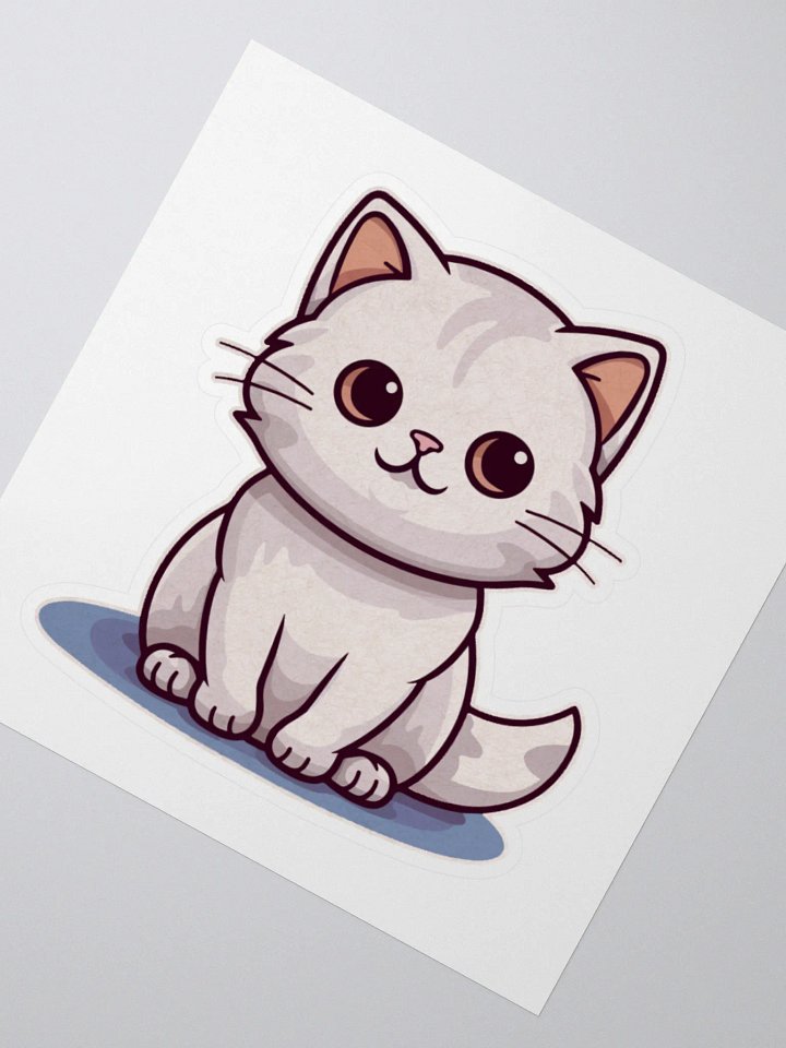 Whimsical White Cat Kiss Cut Stickers product image (5)