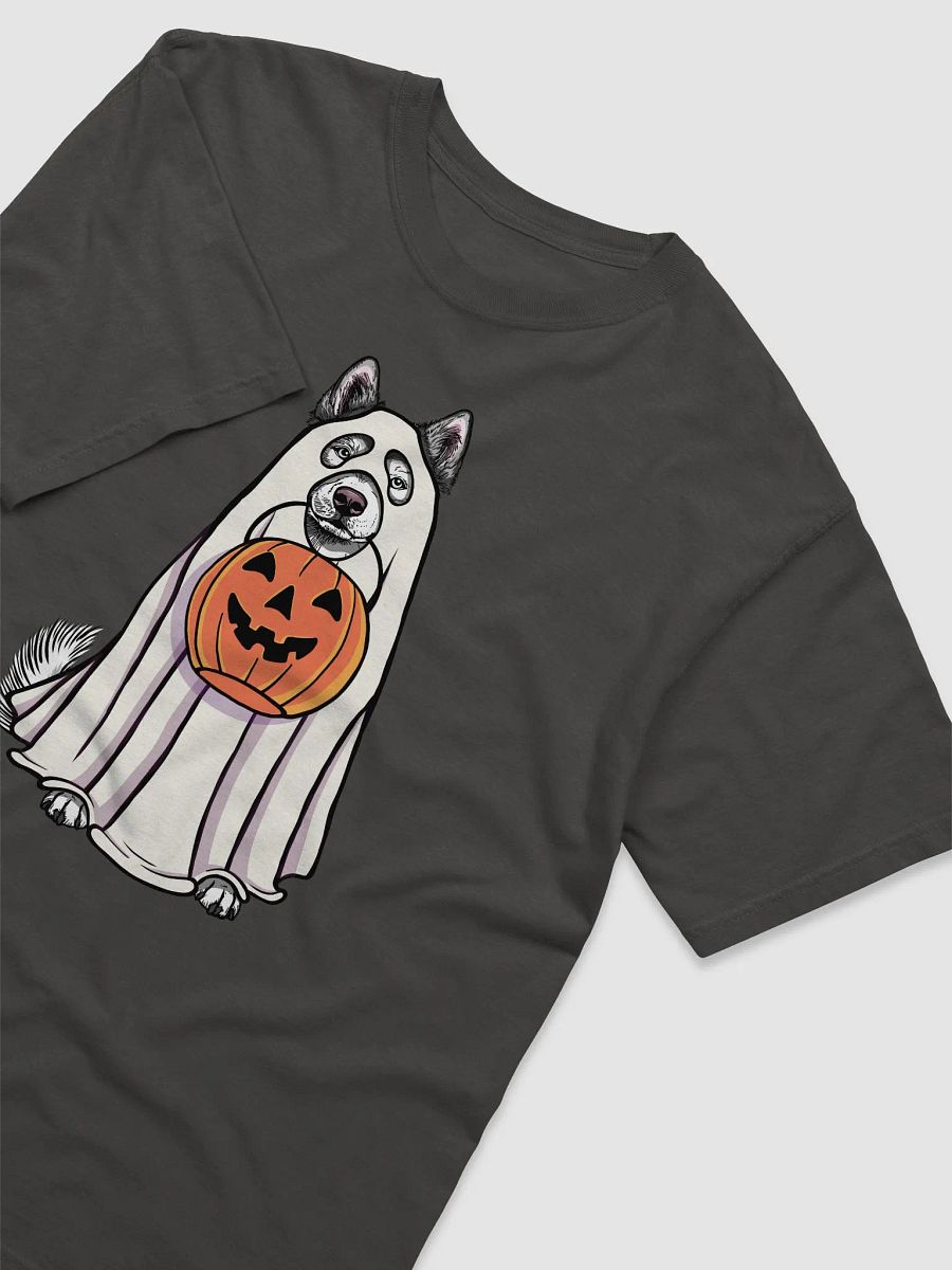 Funny Halloween Alaskan Malamute T-Shirt | Funny Dog Wearing a Ghost Costume and Holding a Pumpkin Basket product image (19)