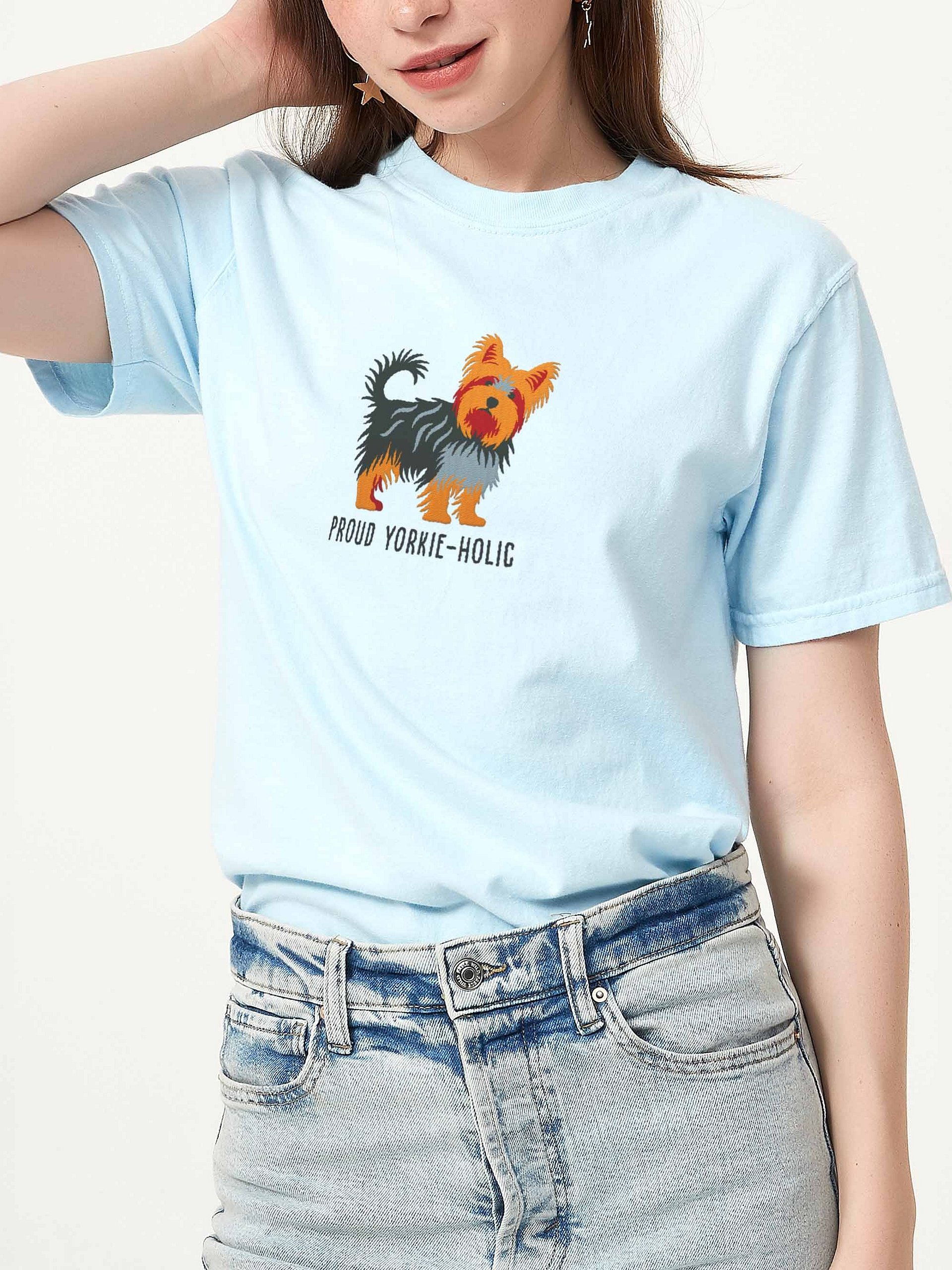 Proud Yorkie-holic T-Shirt(Embroidered) of a Yorkshire Terrier(2) product image (2)