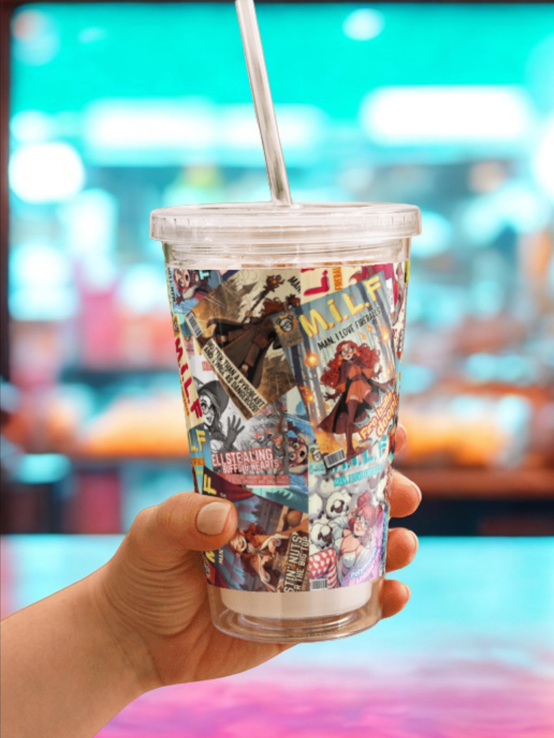 M.I.L.F. Clear Plastic Tumbler (16oz.) product image (3)