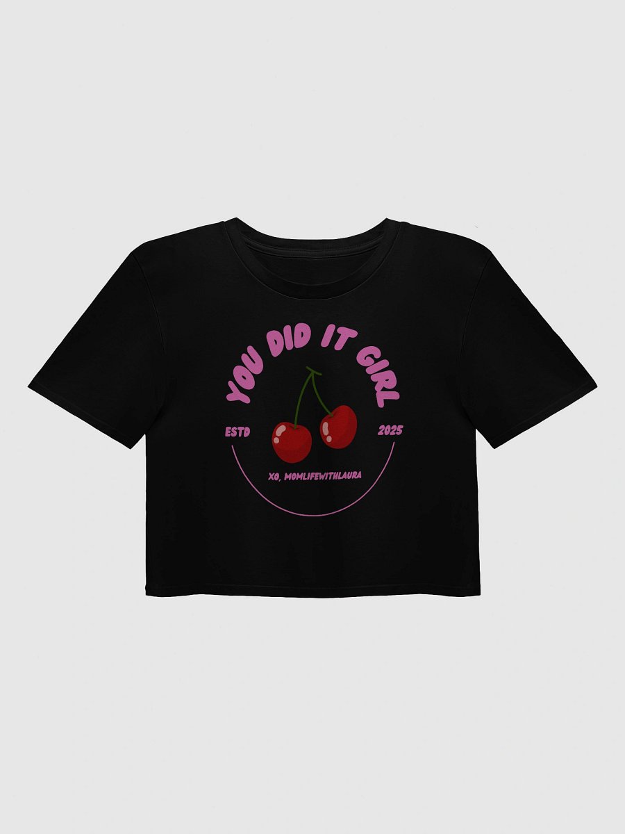 You Did it Girl Cherries Cropped Tee - Hot Pink/Black product image (1)
