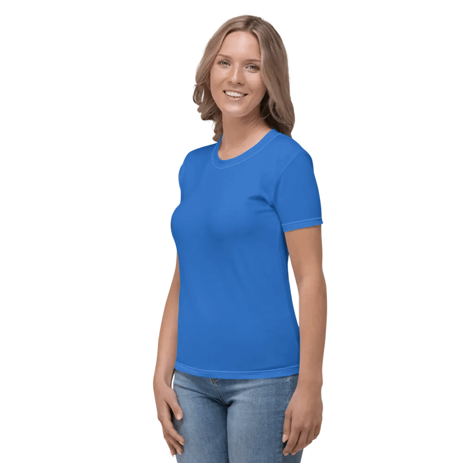 Plain Cobalt Blue Light Summer Women's Crewneck Polyester Heavyweight Premium T-Shirt by Treasure Pie product image (3)