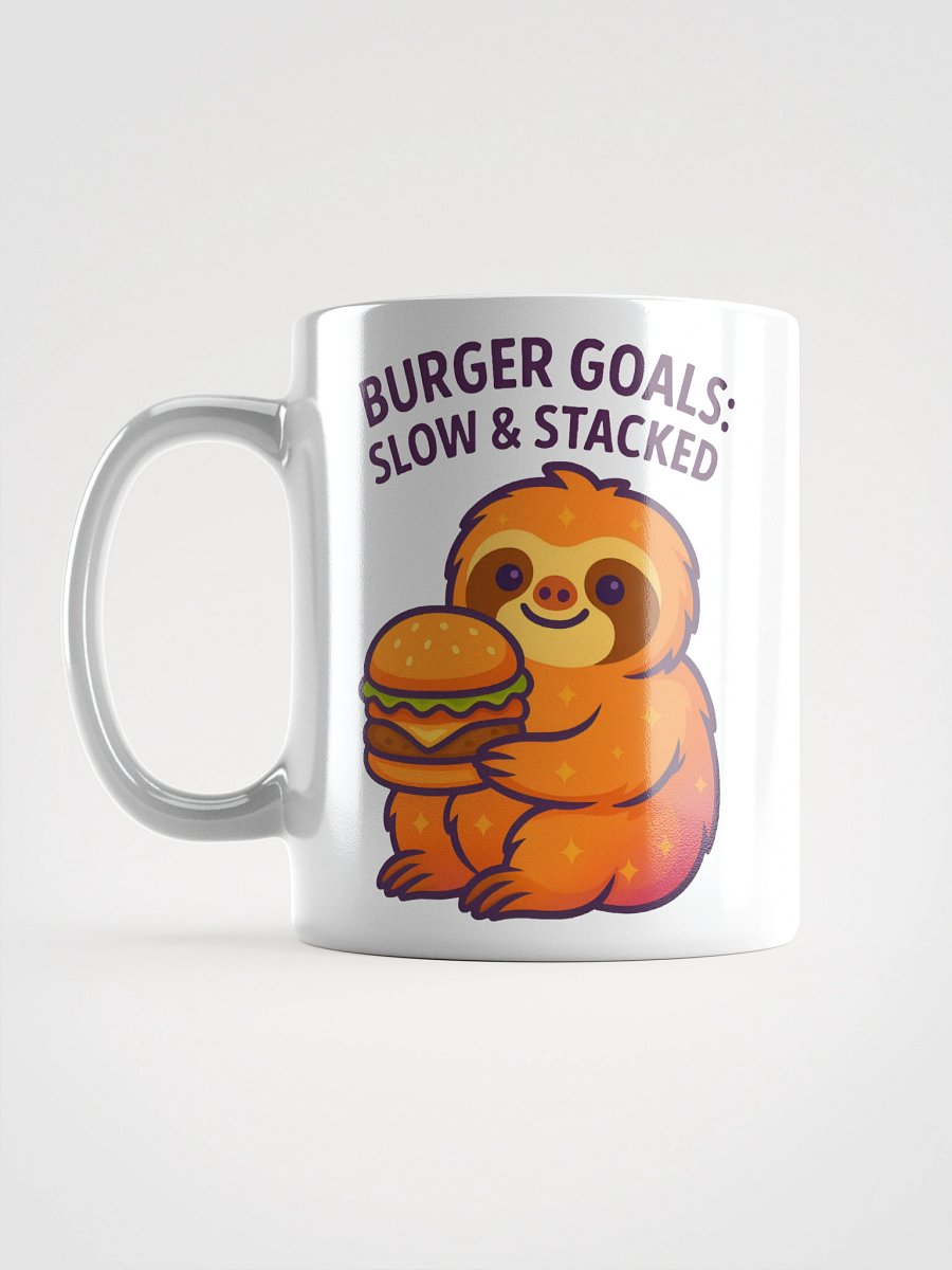 Burger Goals Sloth Mug – Funny Burger Coffee Cup for Foodies & Slow Mornings product image (6)