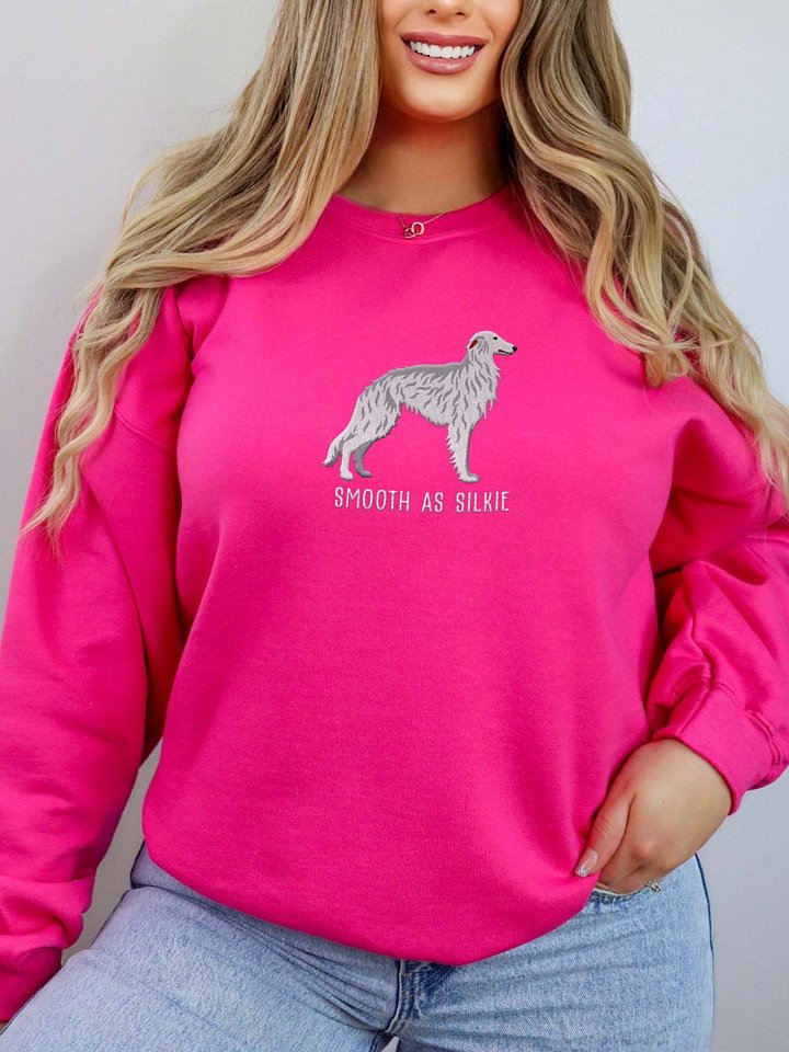 Smooth as Silkie Sweatshirt (Embroidered) of a Silken Windhound(White) product image (2)