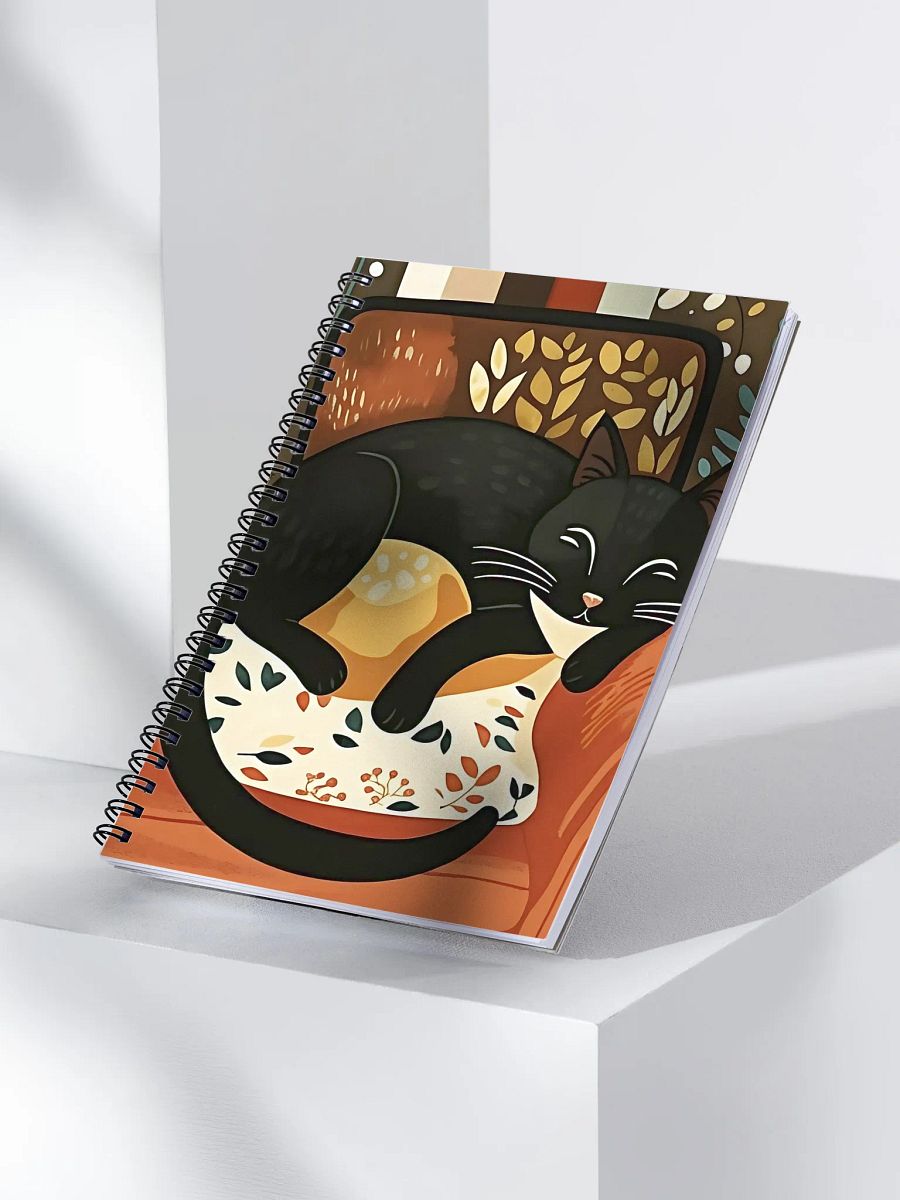 Modern Folk Art Cozy Cat Dreams Spiral Notebook product image (3)