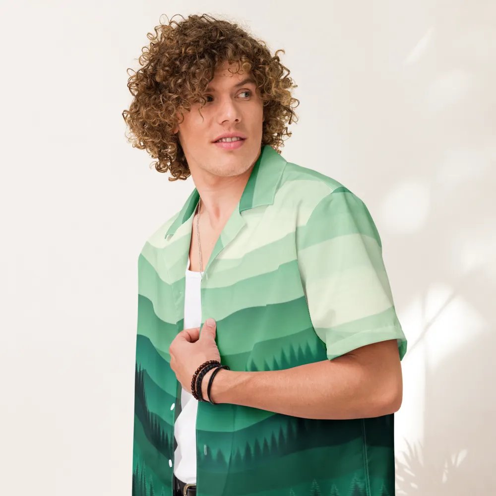 Men's Full-Print Green Hawaiian Shirt product image (8)