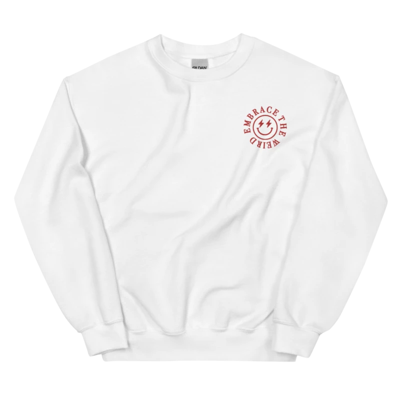 'Embrace The Weird' Crewneck - White with Red Embroidery product image (3)