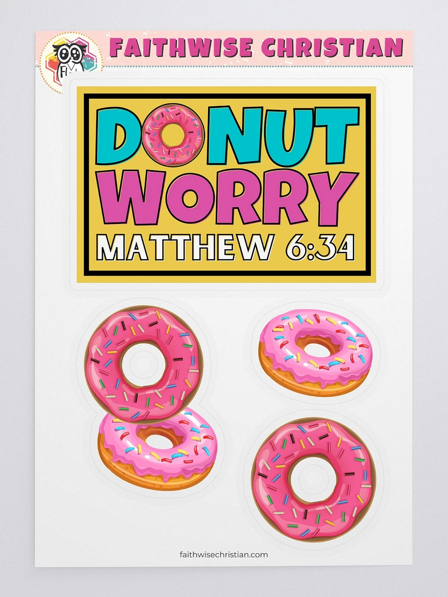 Donut Worry Mathew 6:34 Pun Sticker Sheet product image (3)