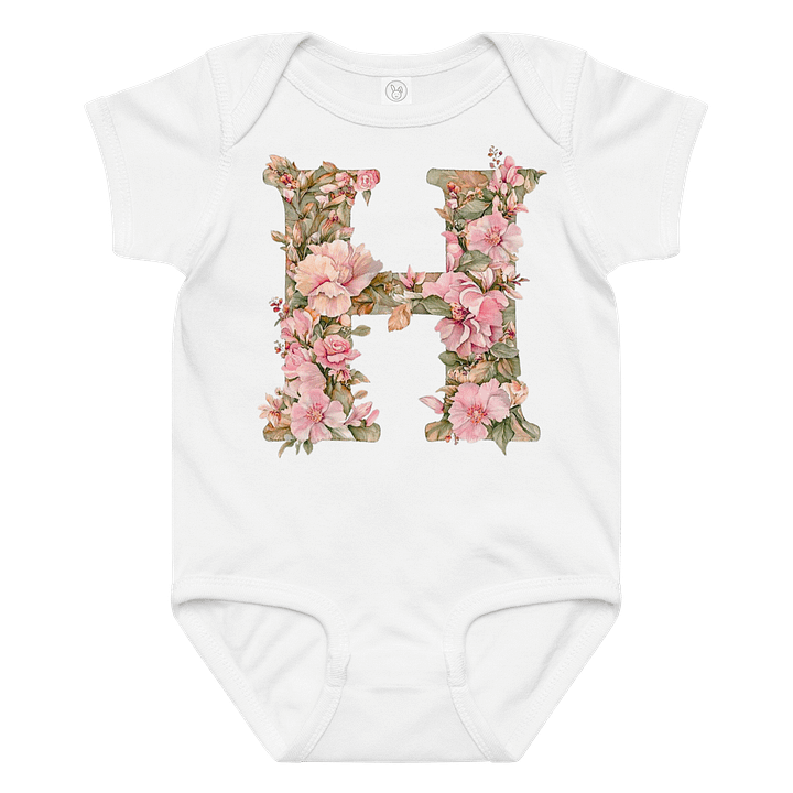 Floral Letter H Baby Bodysuit product image (1)