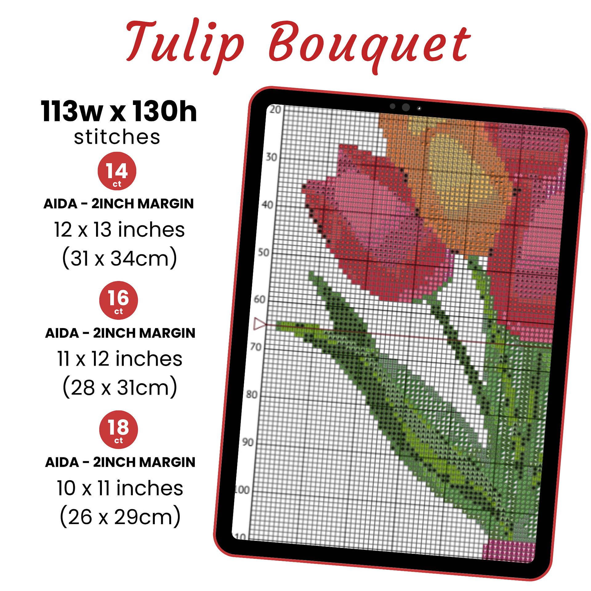 Tulip Bouquet Cross Stitch Pattern product image (2)