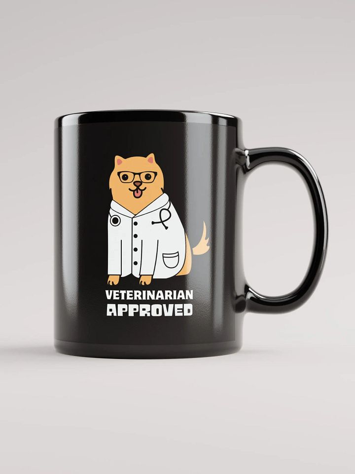 "Veterinarian approbed" black glossy mug product image (1)