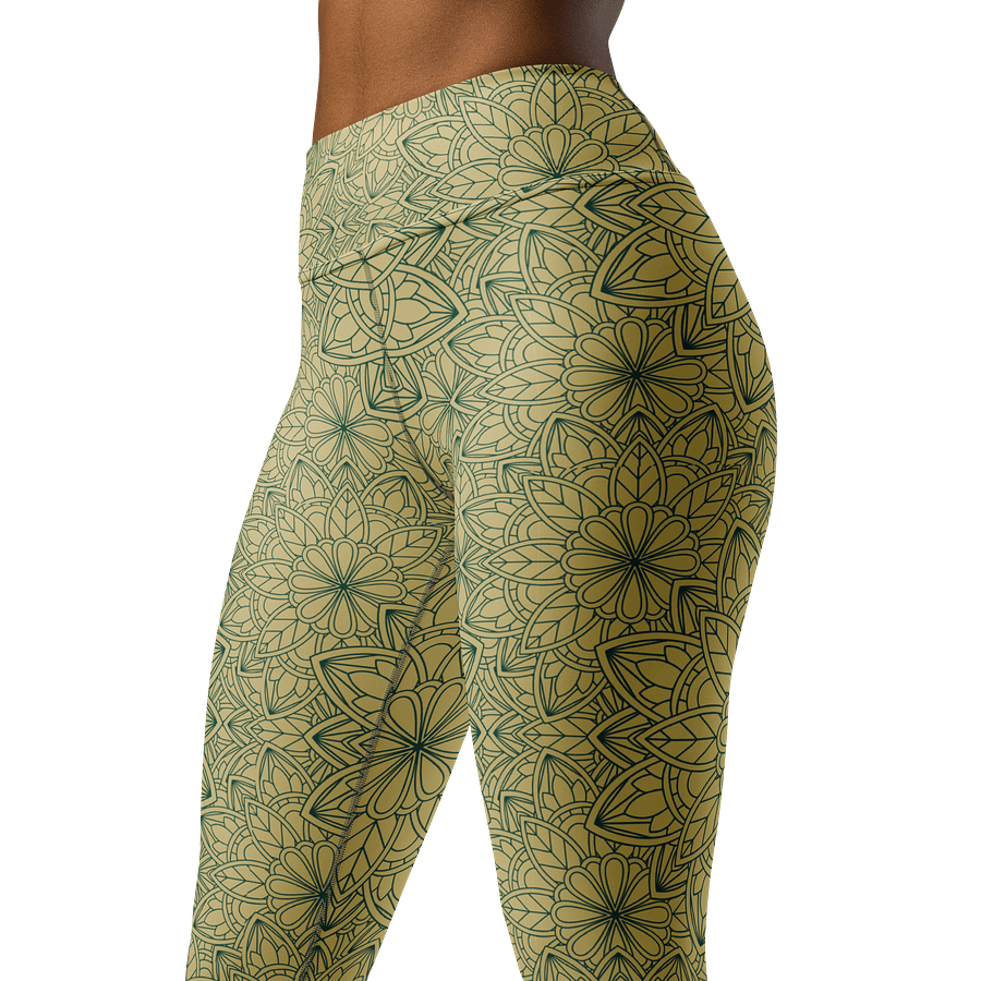 Mandala Bloom Leggings - Golden Leaf & Floral Pattern product image (4)