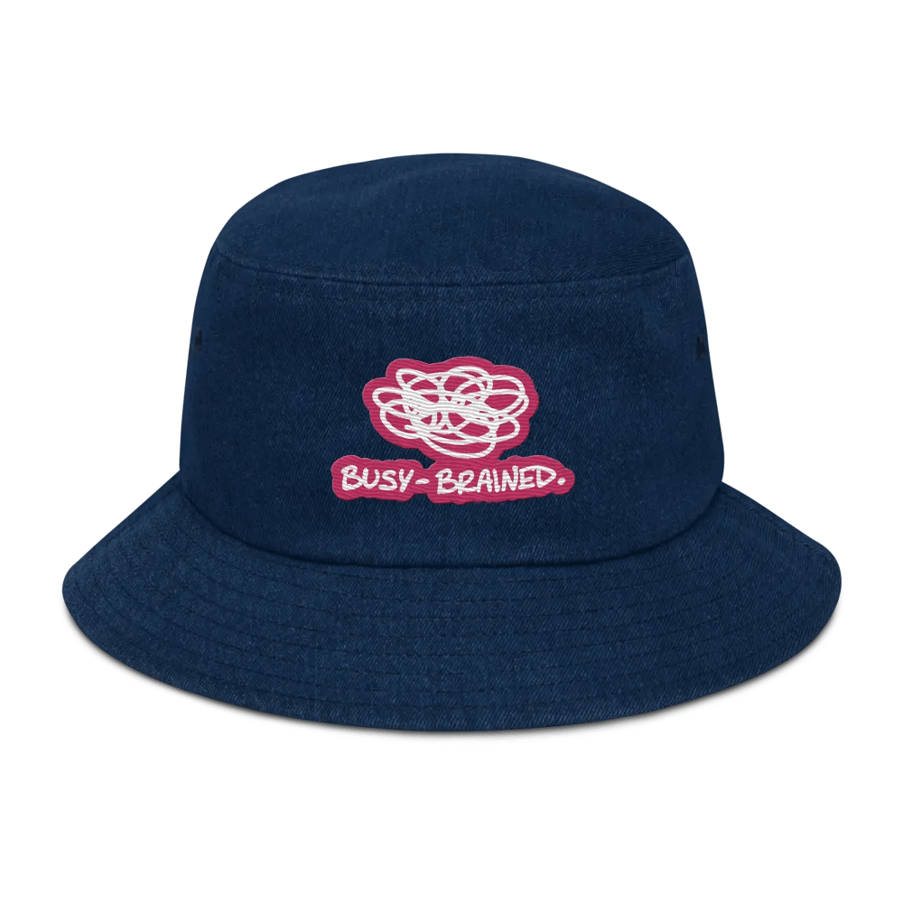 BUSY-BRAINED (pink bubble design 2) denim bucket hat product image (1)