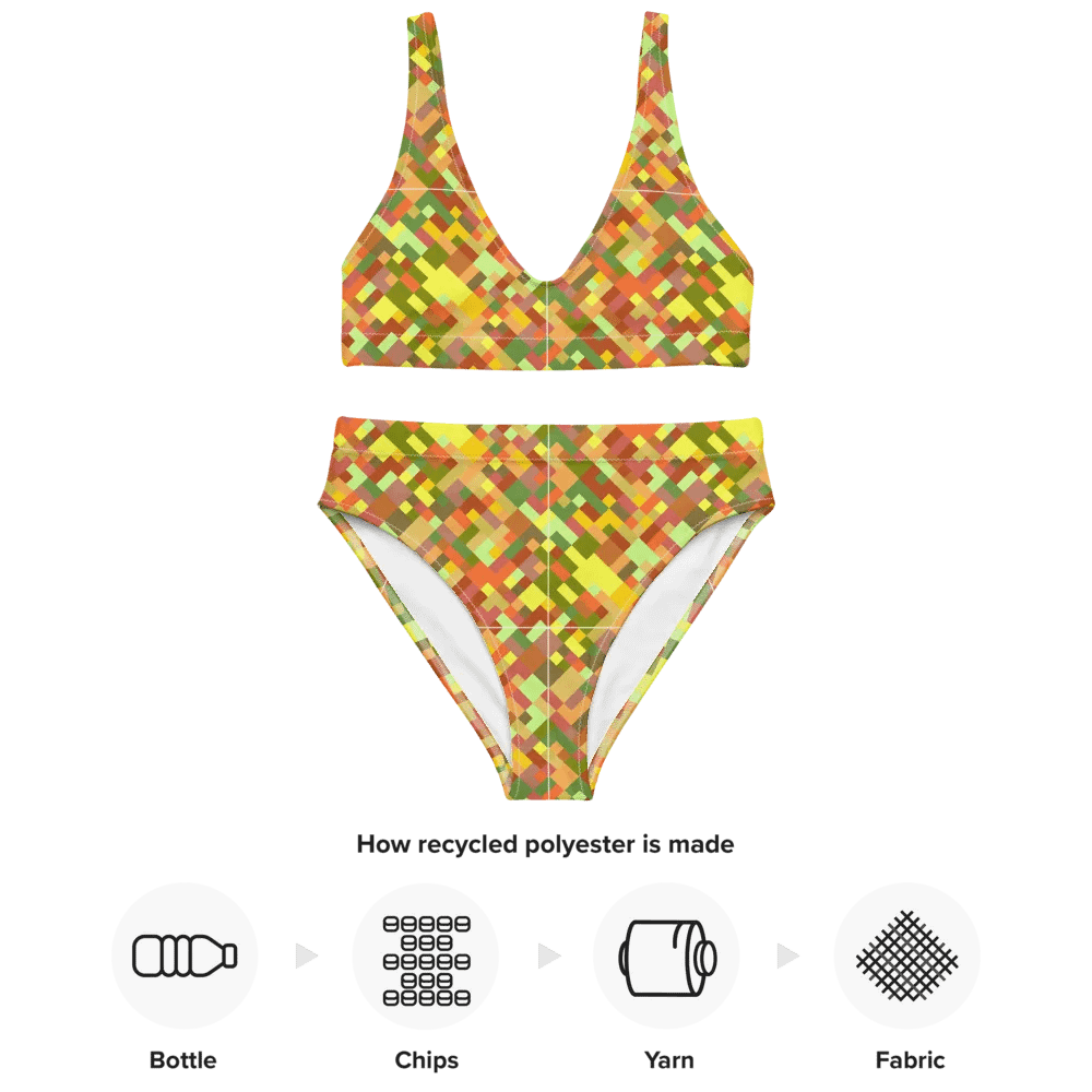 Colorful Mosaic Pattern Design High Waisted Bikini - v2 product image (4)