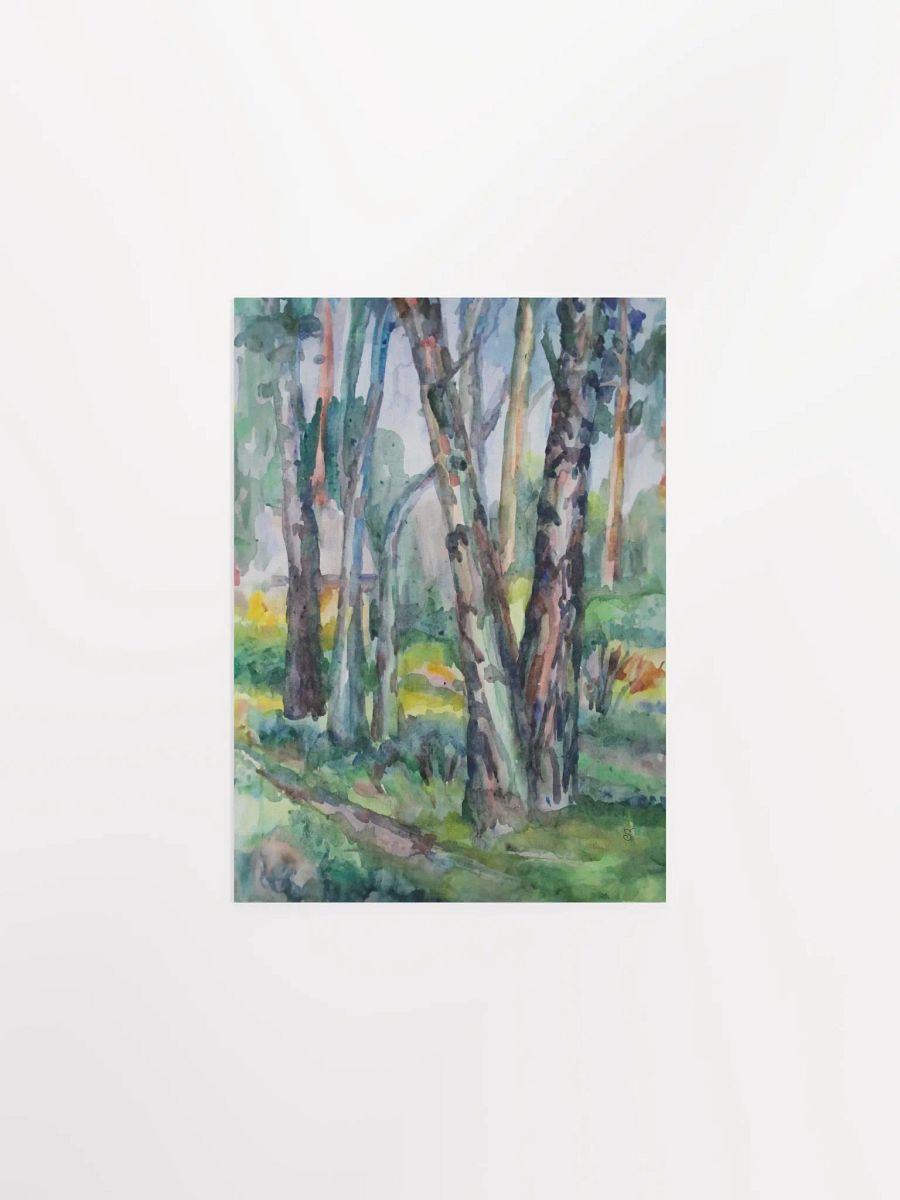 Whispering Woods Watercolor Poster - Birch Forest product image (1)