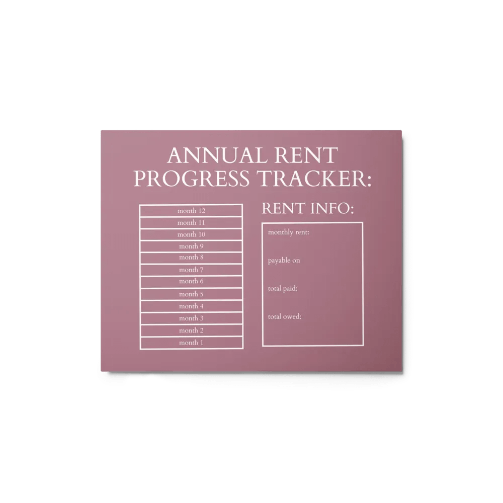 HIGHFALUTIN ANNUAL RENT TRACKER (white design 13) product image (1)