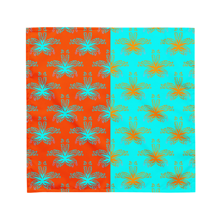 Orange Aqua Blue Cannabis Beach Bandana, 420 Summertime Stoner Fashion, Strange Reefer Weed Leaf Art, Mary Jane Ganja Leaves Print Accessory product image (1)