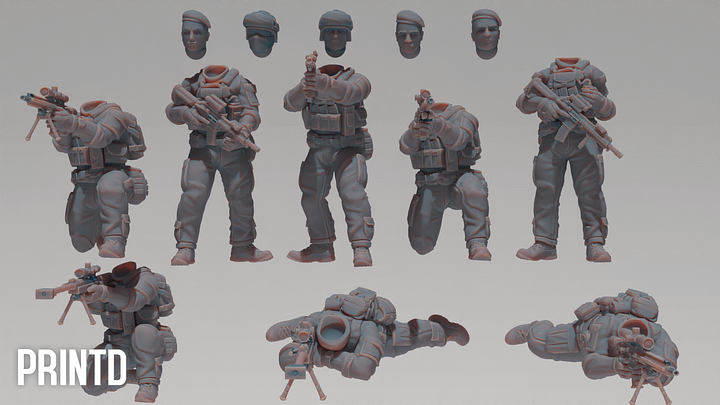 French Army Soliders Team - Modern Warfare Wargame Hobby Resin Scale Models product image (2)