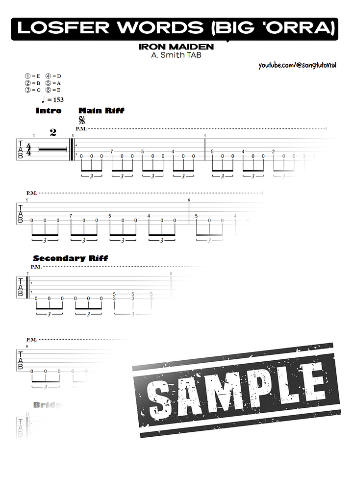Losfer Words (Big 'Orra) PDF TAB + Backing Track MP3 product image (2)
