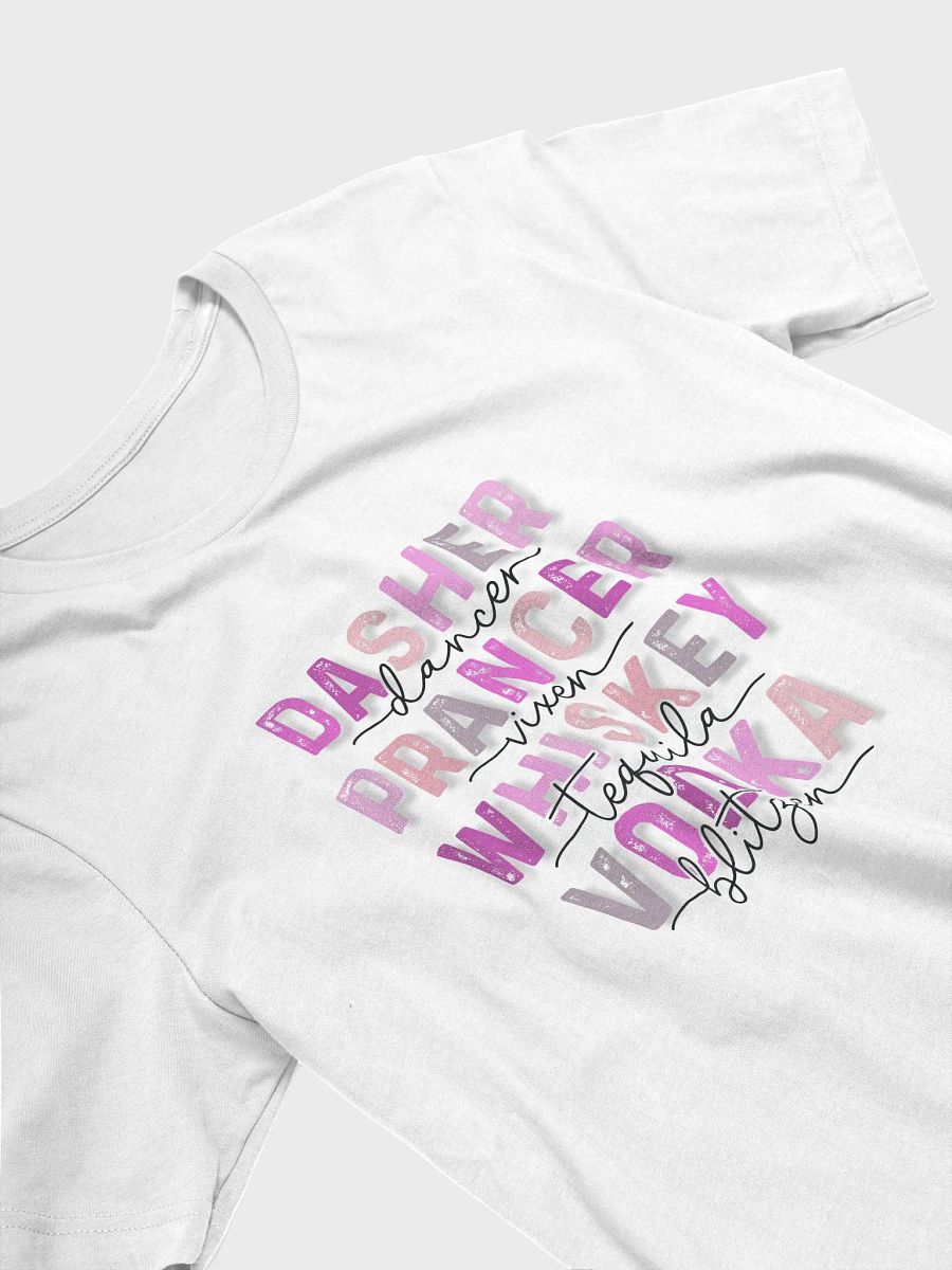 Dasher & Dancer Whimsical Holiday Spirits T-Shirt - Pink product image (3)