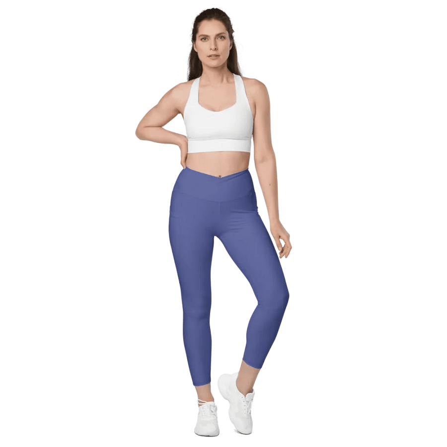 Plain Dark Purple True Summer Women's High Waisted Premium Crossover Leggings with Pockets by Treasure Pie product image (9)