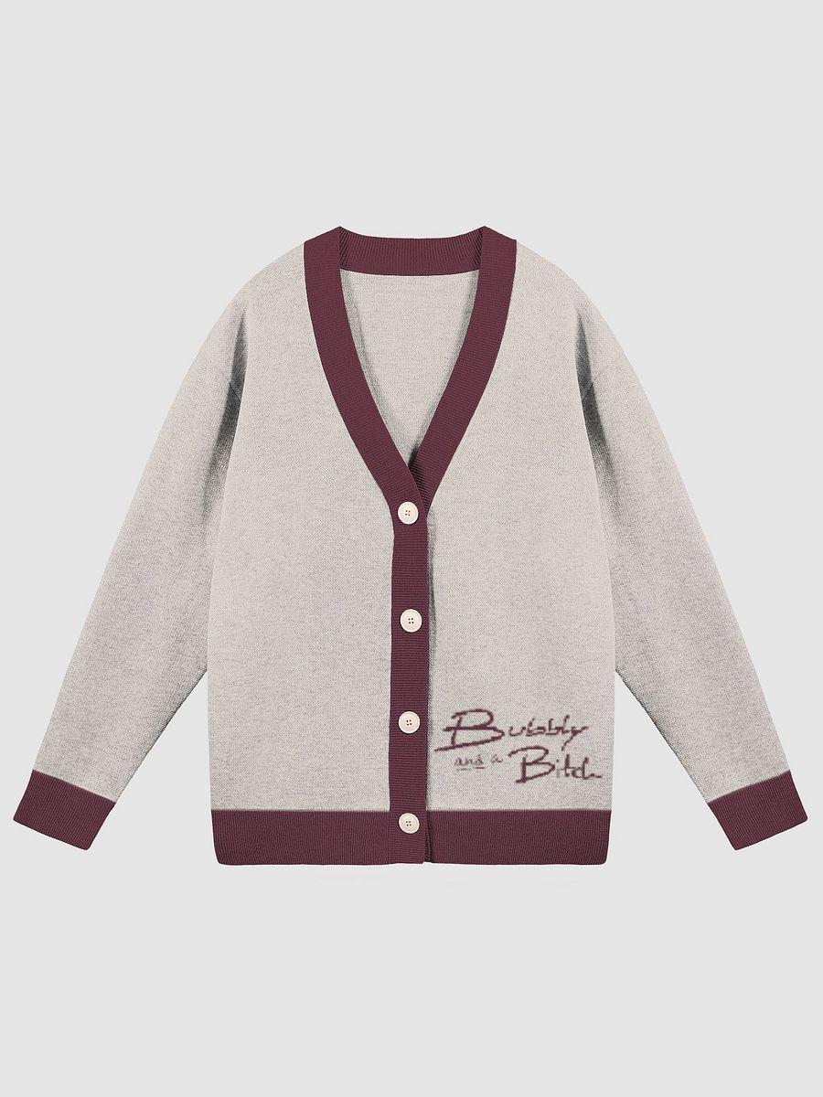 Bubbly and a B*tch (taupe and maroon sm. design) knitwear cardigan product image (3)