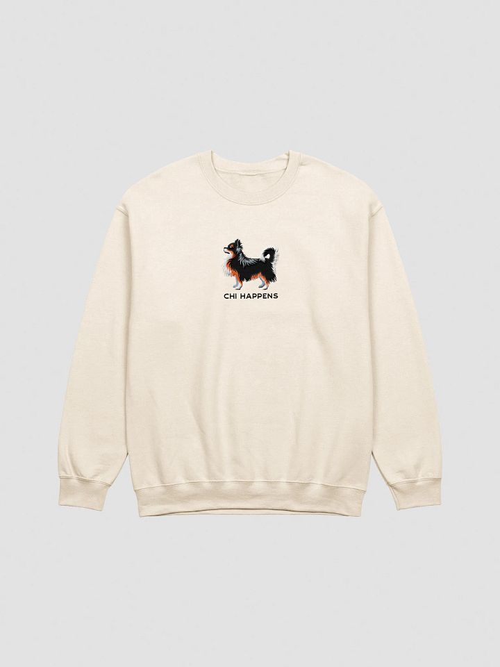 Chi Happens Sweatshirt (Embroidered) of a Longhaired Chihuahua(Tricolor) product image (13)