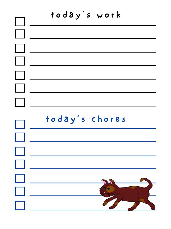 Cute Cartoon Curious Cat Laminated To Do List with Dry Erase Marker product image (2)
