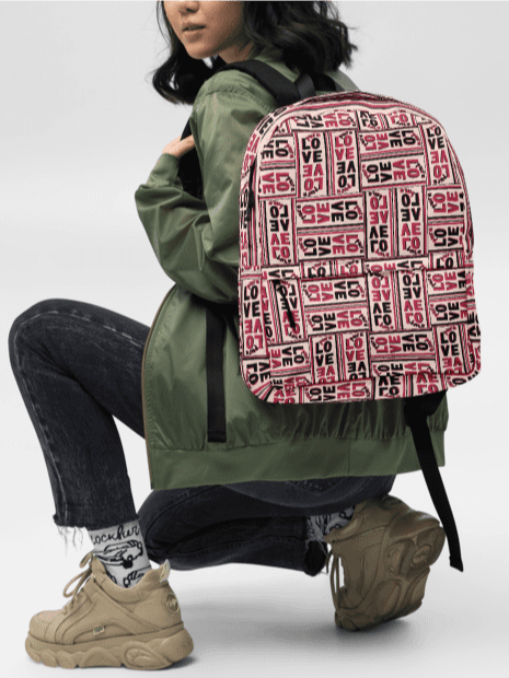 Pure LOVE dual Color Pattern on peach Background - All-Over Print Backpack product image (4)
