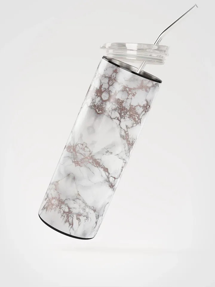 Elegance Defined: Marble Rose Gold Print Stainless Steel Tumbler | Eco-Friendly 20 oz Tumbler with Reusable Straw! product image (2)